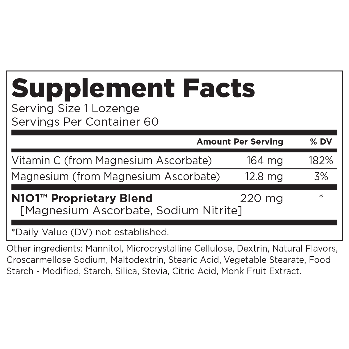 N1O1 Supplements Facts