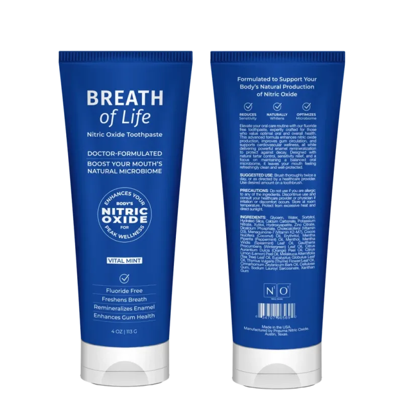 N1o1 Nitric Oxide Breath of Life Toothpaste front back transparent