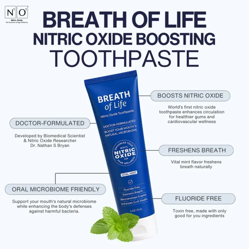 N1o1 Nitric Oxide Breath of Life Toothpaste Benefits