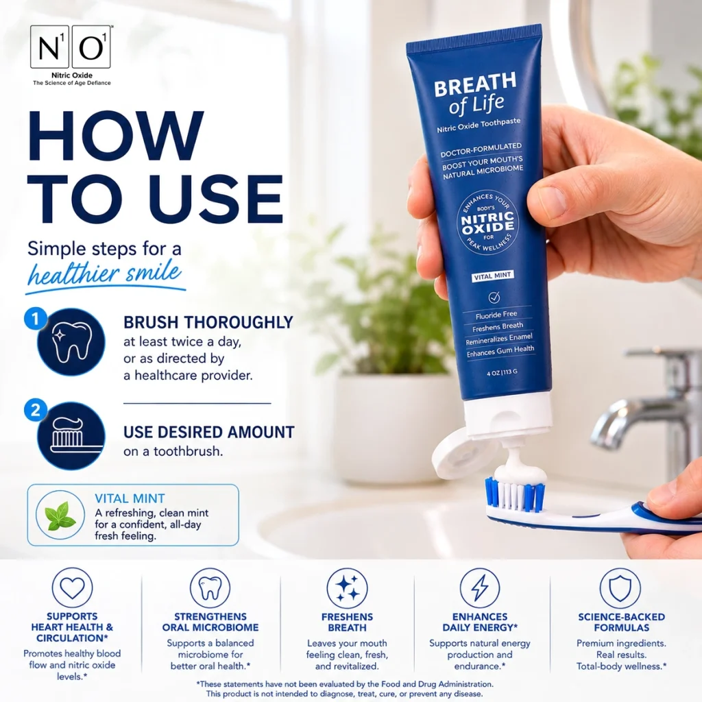 n1o1 nitric oxide breath of life toothpaste how to use
