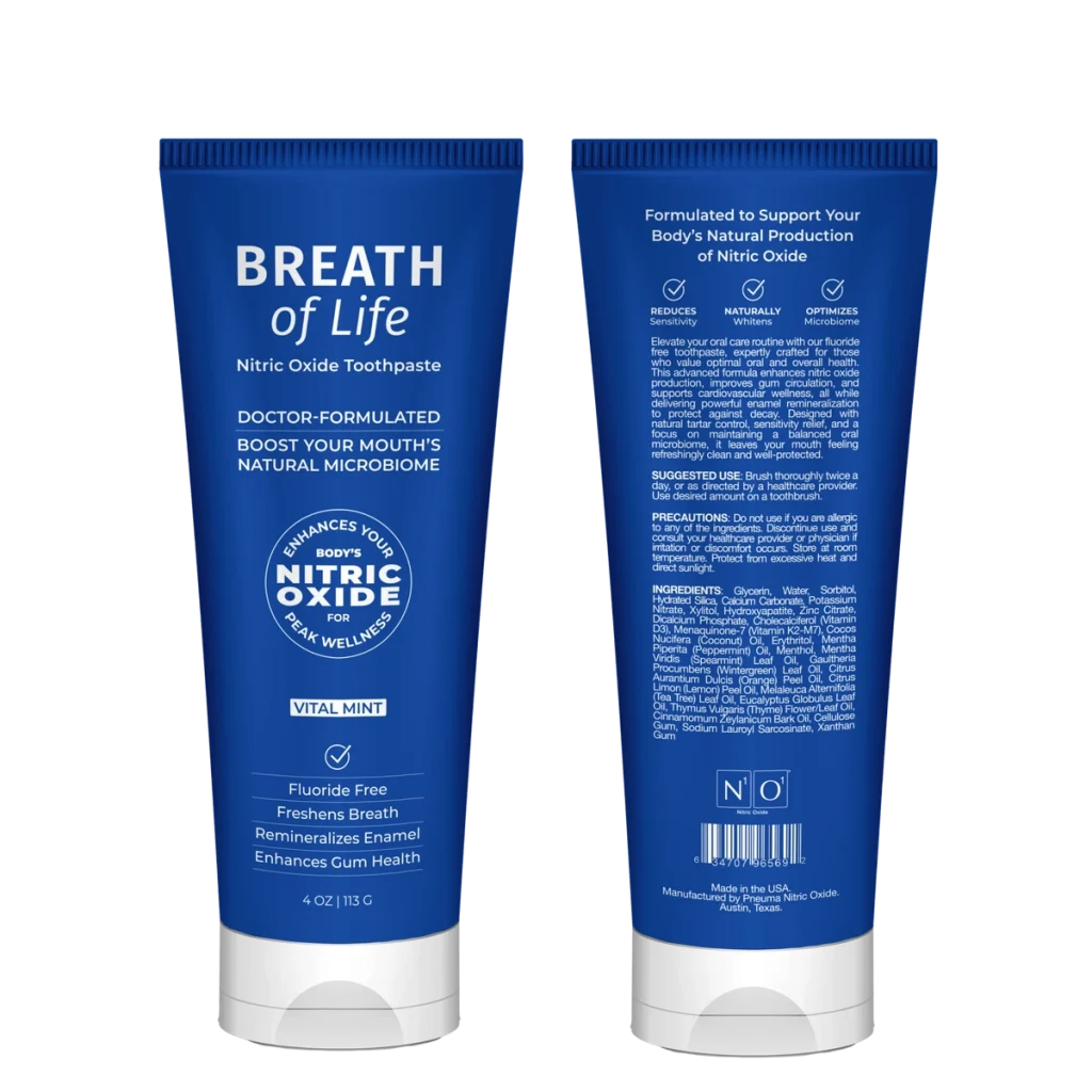 N1o1 Nitric Oxide Breath of Life Toothpaste front back transparent