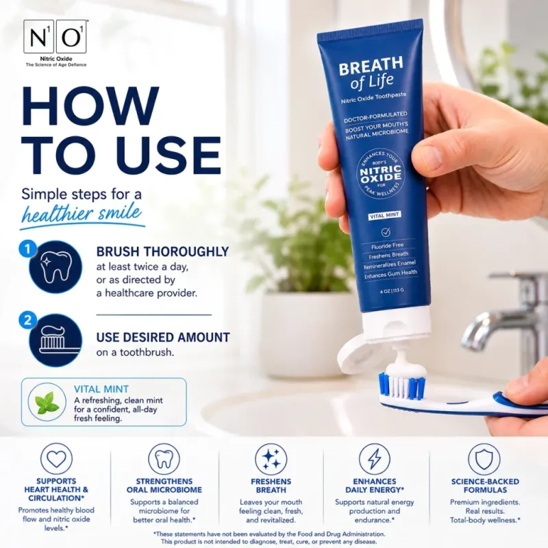n1o1 nitric oxide breath of life toothpaste how to use